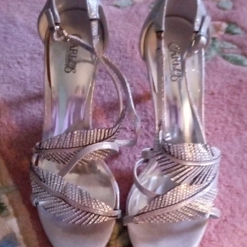 Charlies Metallic Silver Strappy Heels